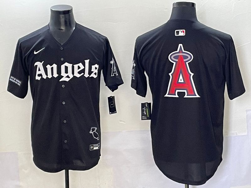 Men 2025 Los Angeles Angels Blank Black Five generations Joint Name Nike MLB Jersey style 19->los angeles angels->MLB Jersey